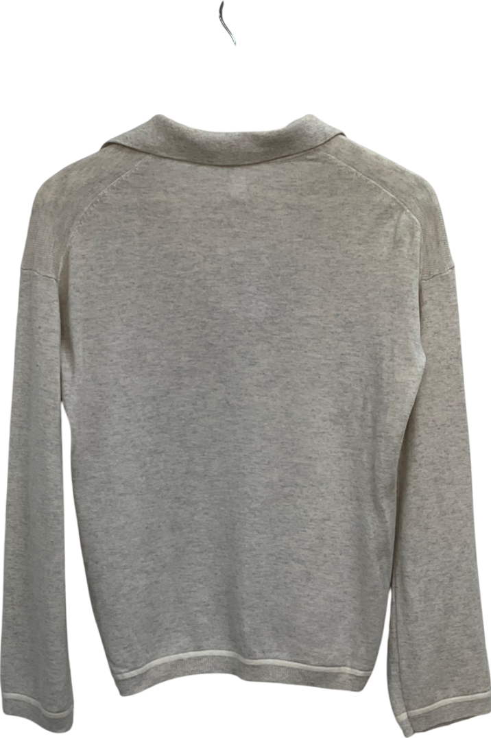 The White Company Beige Collared Wool Blend Lounge Top UK XS