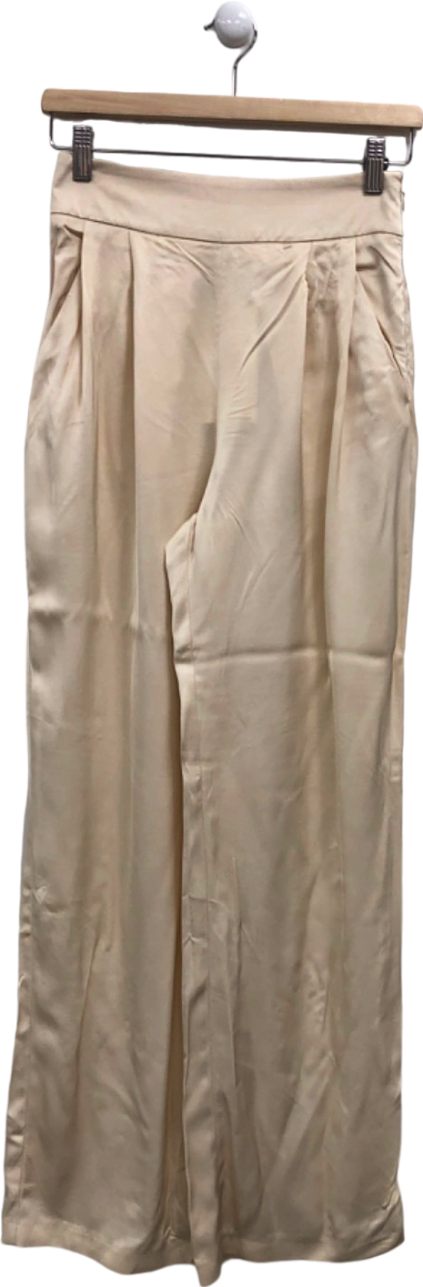 Sézane Beige Georgio wide leg viscose Trousers UK 6