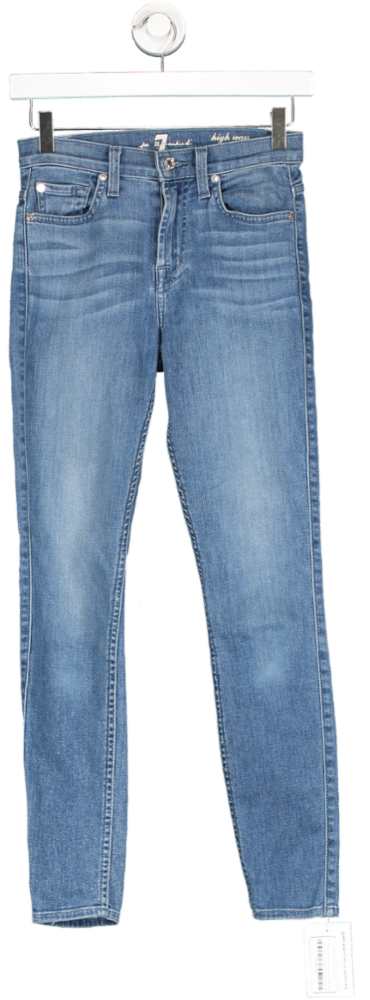 7 For All Mankind Blue High Waisted Skinny Jeans W23