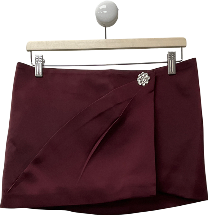 MURCI Purple Exclusive Satin Diamante Detail Thigh Split Mini Skirt UK 10