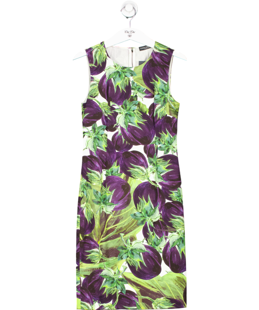 Dolce & Gabbana Aubergine Print Mini Dress UK 10