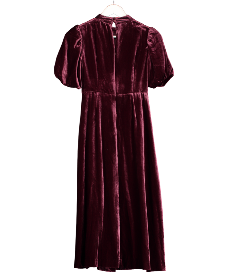 Boden Red High Neck Velvet Dress In Cabernet UK 4
