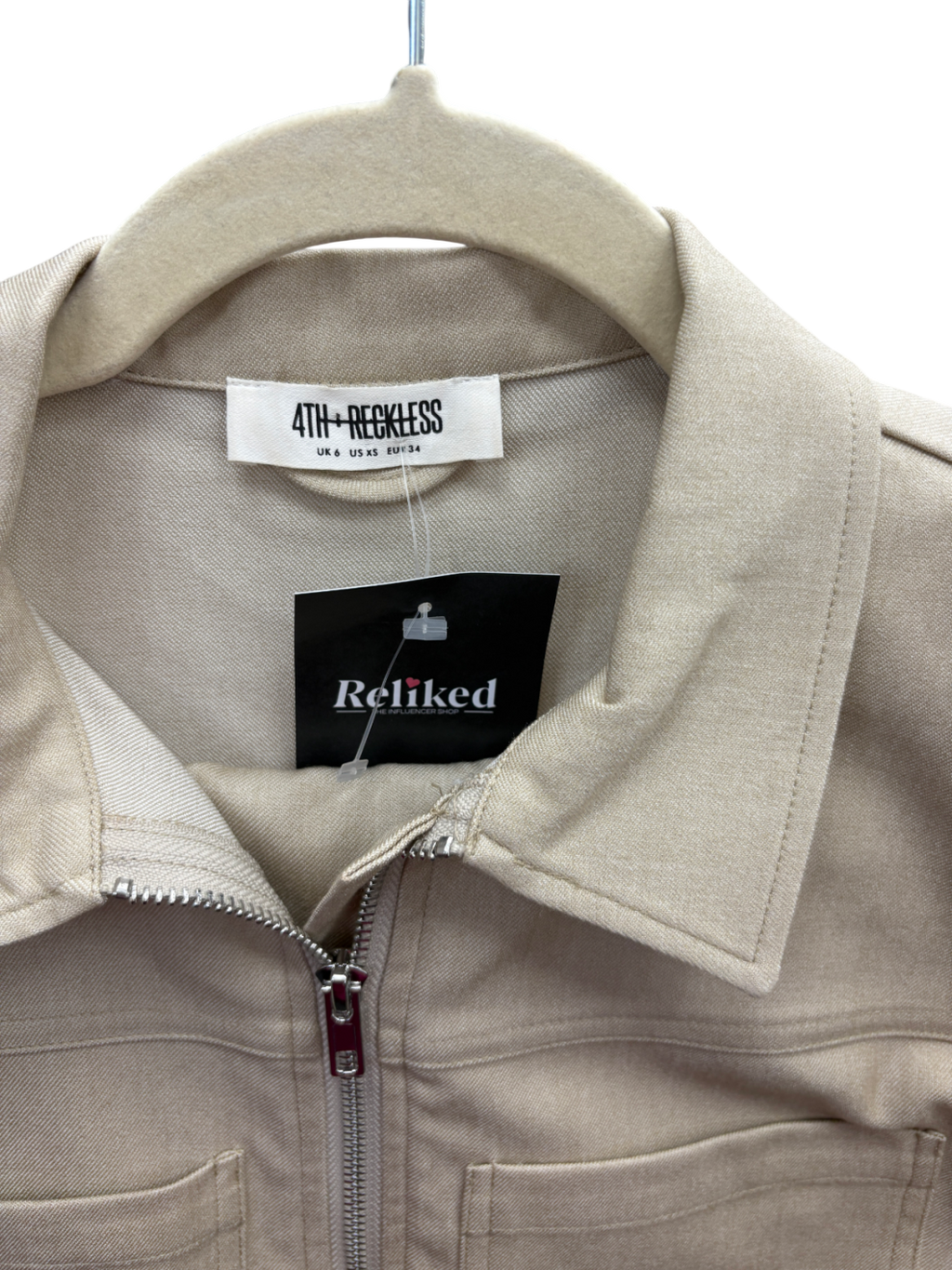 Uniqlo Beige Miley 2-piece Cropped Tailored Zip Shirt And Maxi Skirt Set UK 6