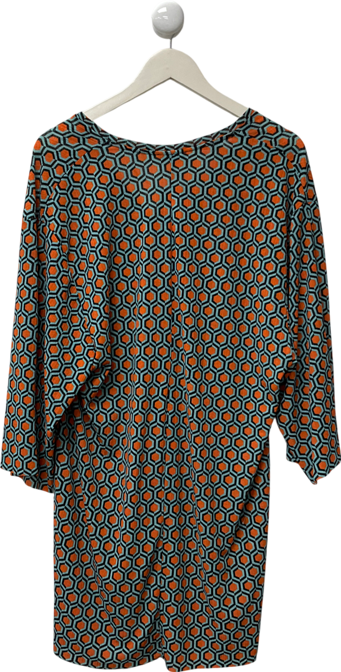 zara trafaluc Blue 3/4 Sleeve Stretch Dress UK L