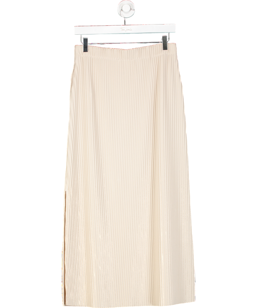 REISS Cream Pippa Pleated Jersey Midi Skirt In Stone UK 10