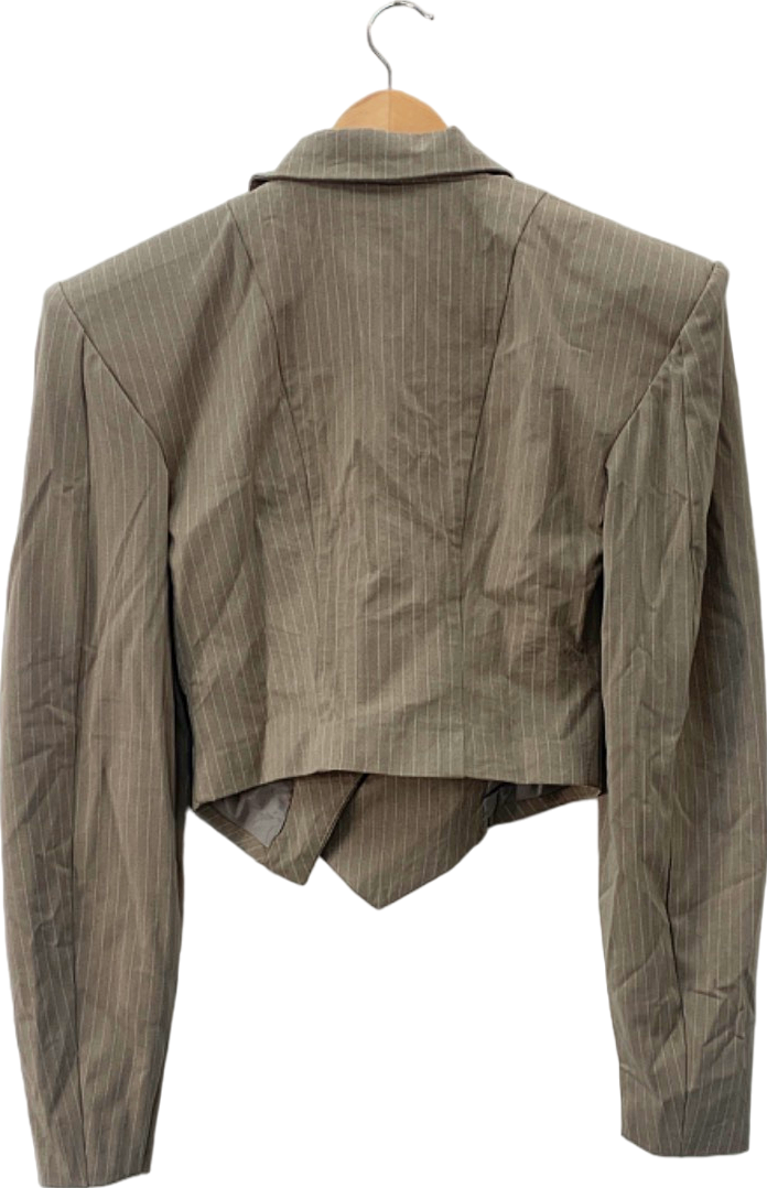 PLT Label Dark Taupe Pinstripe Oversized Blazer UK 8