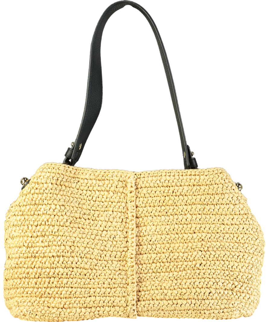 Strathberry Beige Lana Hobo 100% Raffia Bag