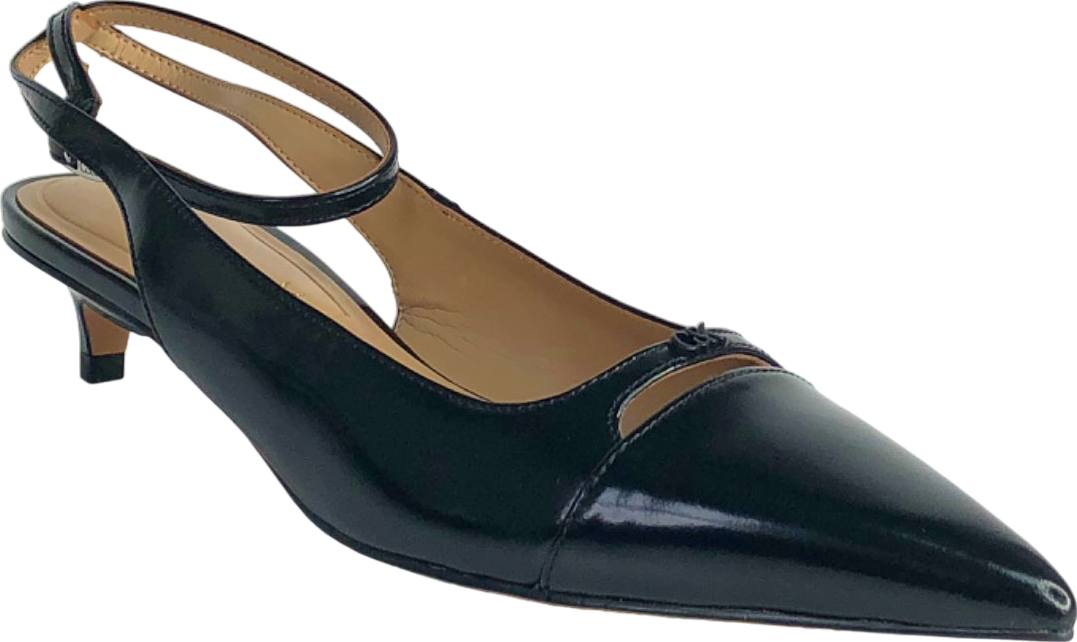 Charles & Keith Black Slingback Pointed Toe Heels UK 5