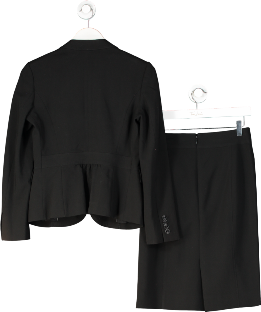 Burberry Black Tailored Wool Blazer And Midi Skirt Set UK 10