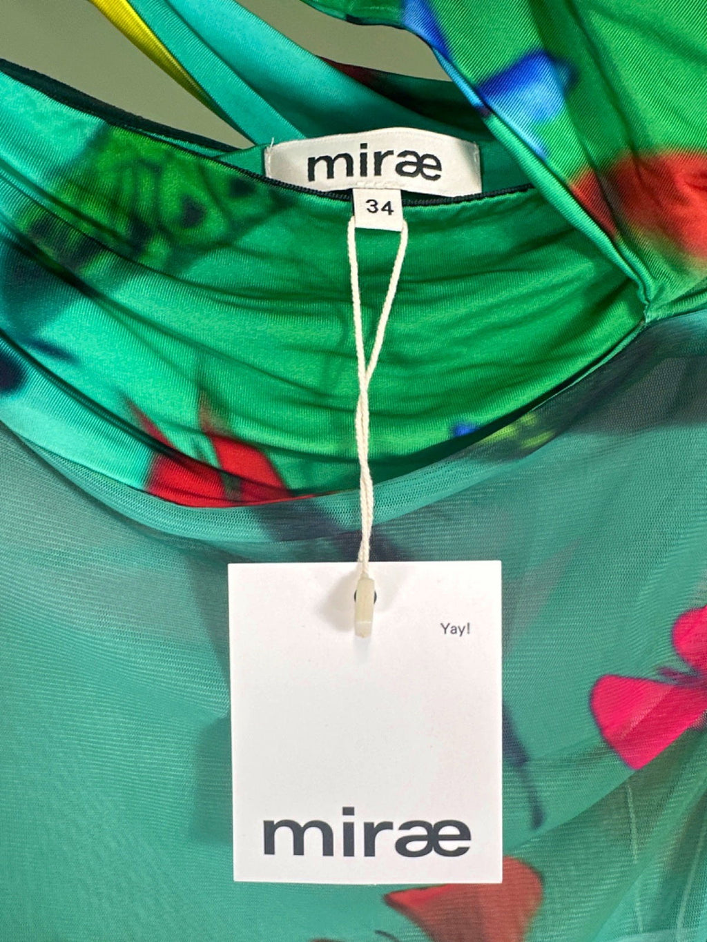 mirae Green Butterfly Asymmetric Dress UK 6