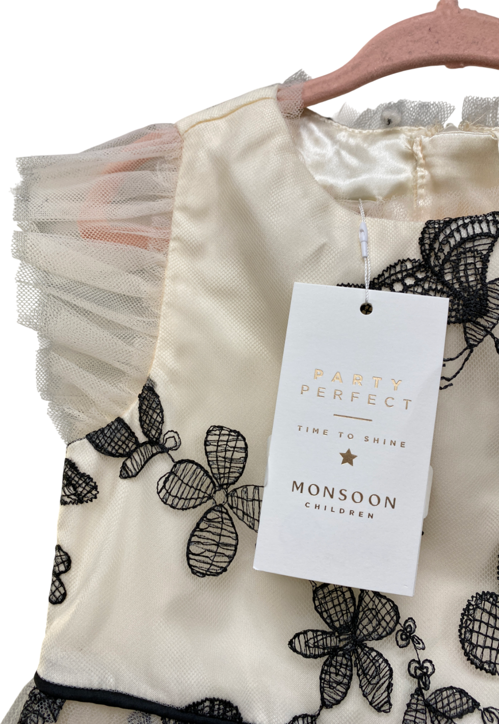 Monsoon Cream Savannah Monochrome Butterfly Dress 3 Years