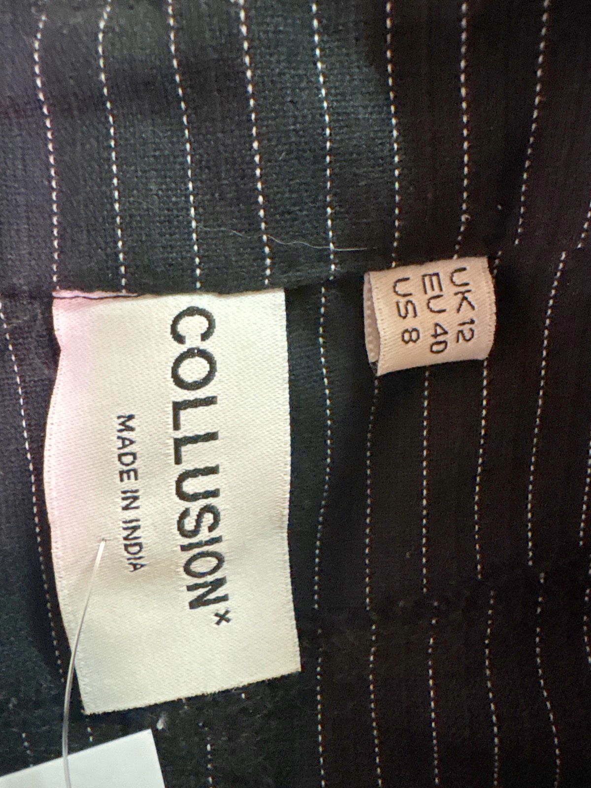 Collusion Black Pinstripe Skirt UK 12