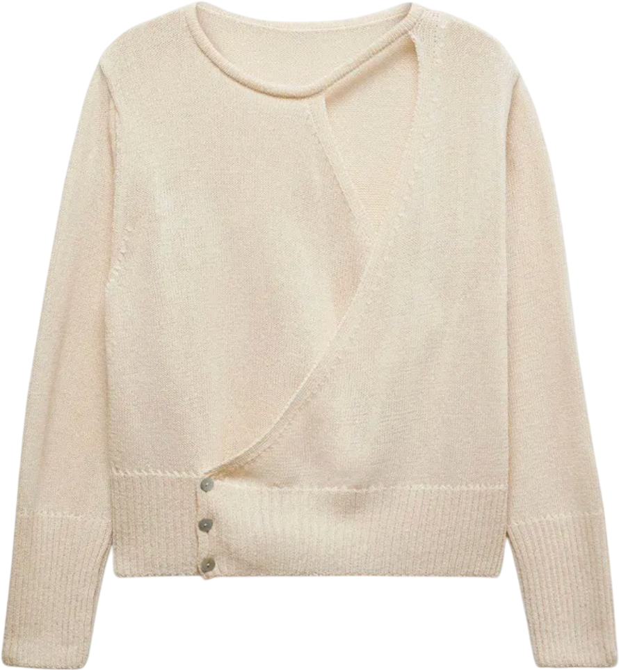 MANGO Cream Delao Crossover Slit Detail Jumper UK L