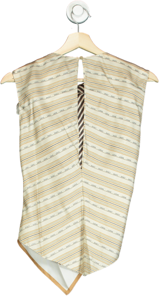 Loewe Beige Striped Silk Scarf Top UK M