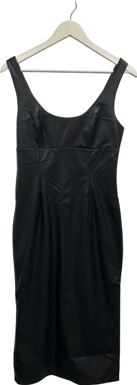 Finesse Black Maia Vegan Leather Midi Dress UK M