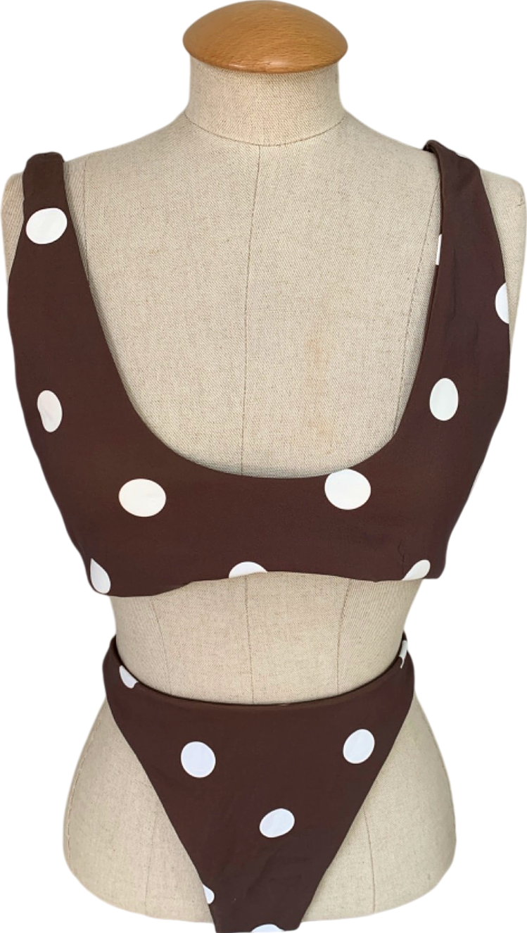 SIR Chocolate Polka Marlon Twist Top Bikini UK 12