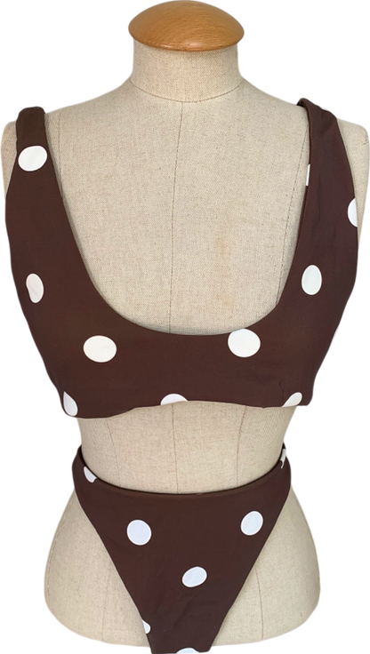 SIR Chocolate Polka Marlon Twist Top Bikini UK 12