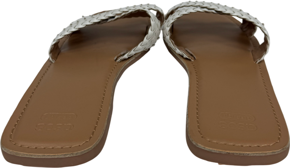 ASOS Beige Wide Fit Flossie Woven Flat UK 7 EU 40 👠