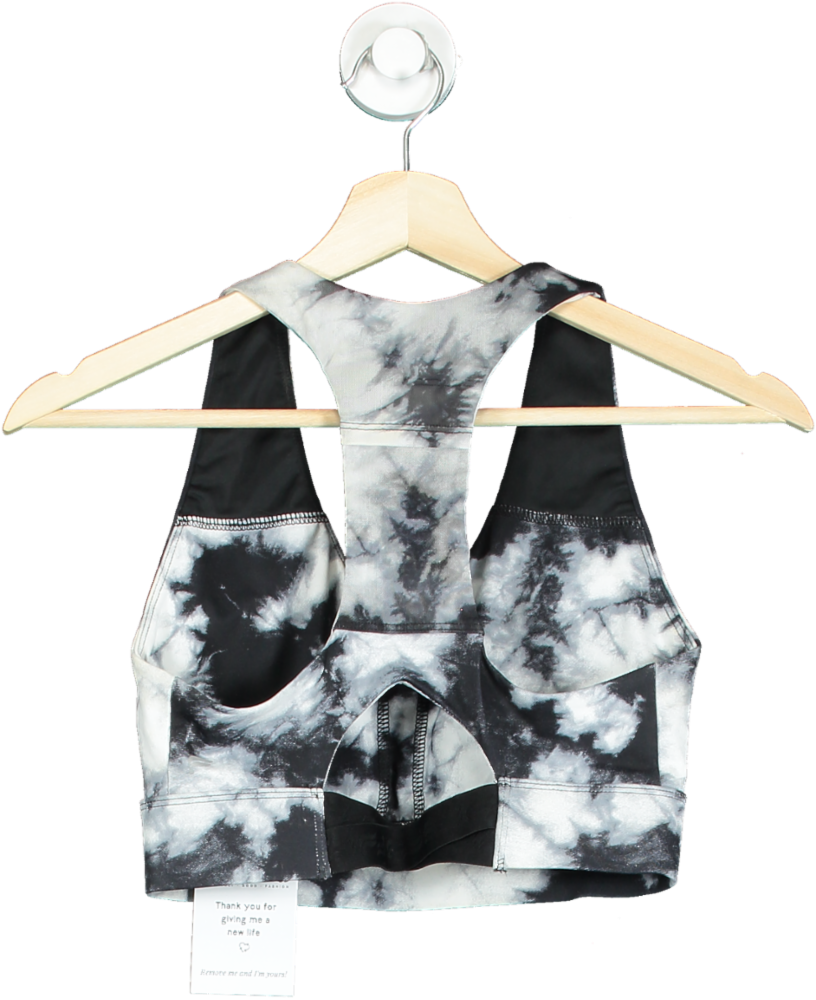 Fabletics Black and White Tie-Dye Sports Bra UK XS