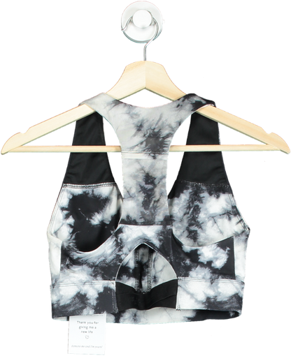 Fabletics Black and White Tie-Dye Sports Bra UK XS