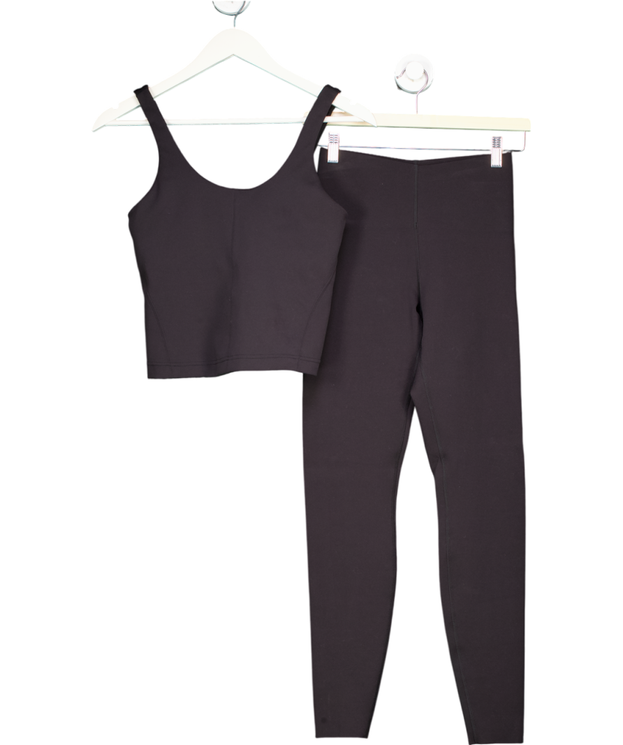 Lululemon Black 2 -piece Active Wear Leggings And Top Set- Top Uk 12 / Leggings UK 10