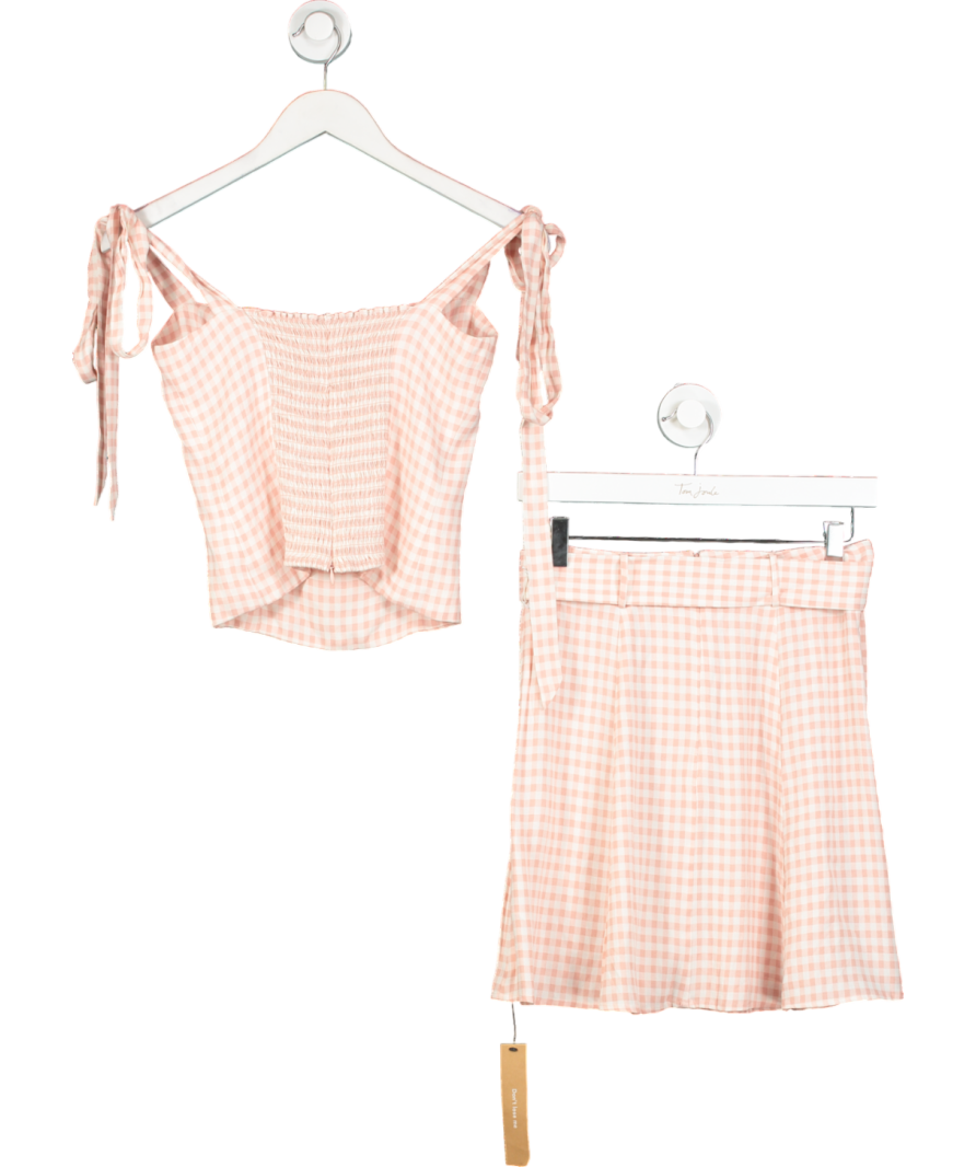 Reformation Pink Gingham Top And Skirt UK S