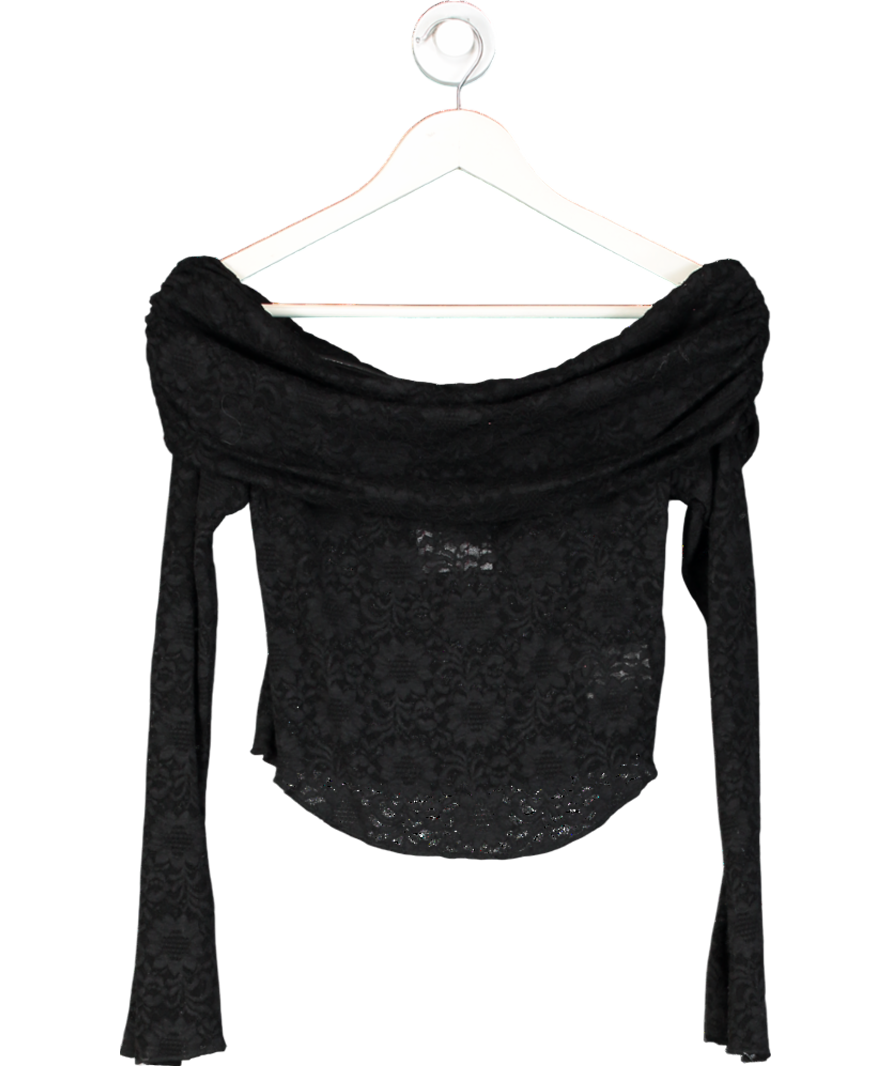 White Fox Black Be Good To You Lace Long Sleeve Top UK L