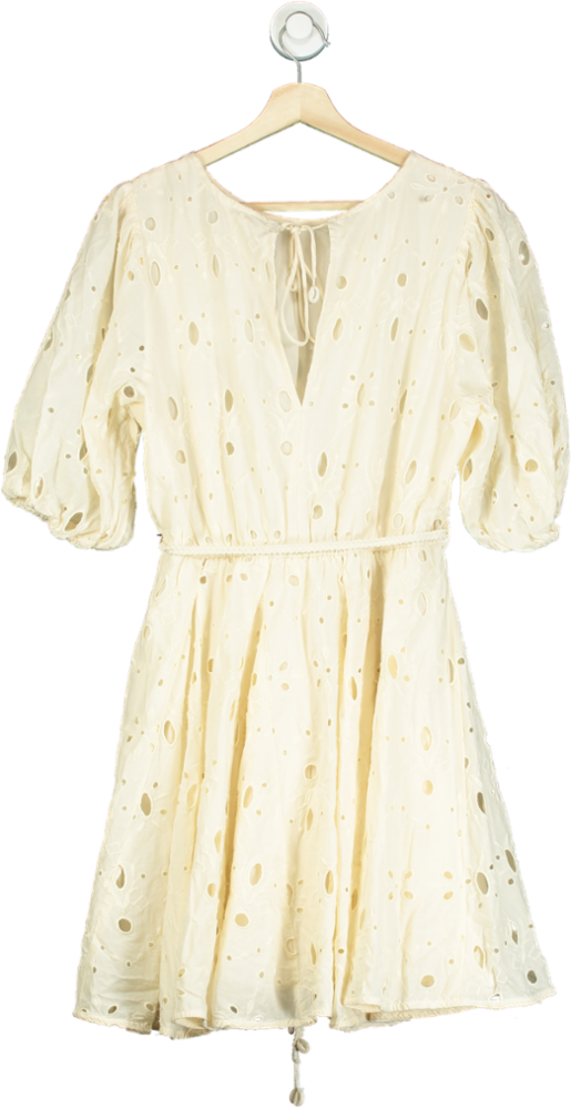 River Island Cream Eyelet Dress UK 14
