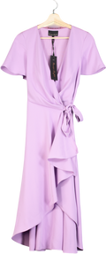 Phase Eight Purple Lilac Julissa Ruffle Wrap Midi Dress UK 12