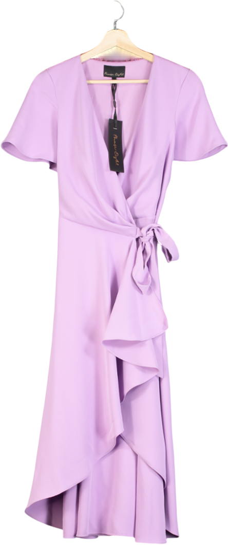 Phase Eight Purple Lilac Julissa Ruffle Wrap Midi Dress UK 12