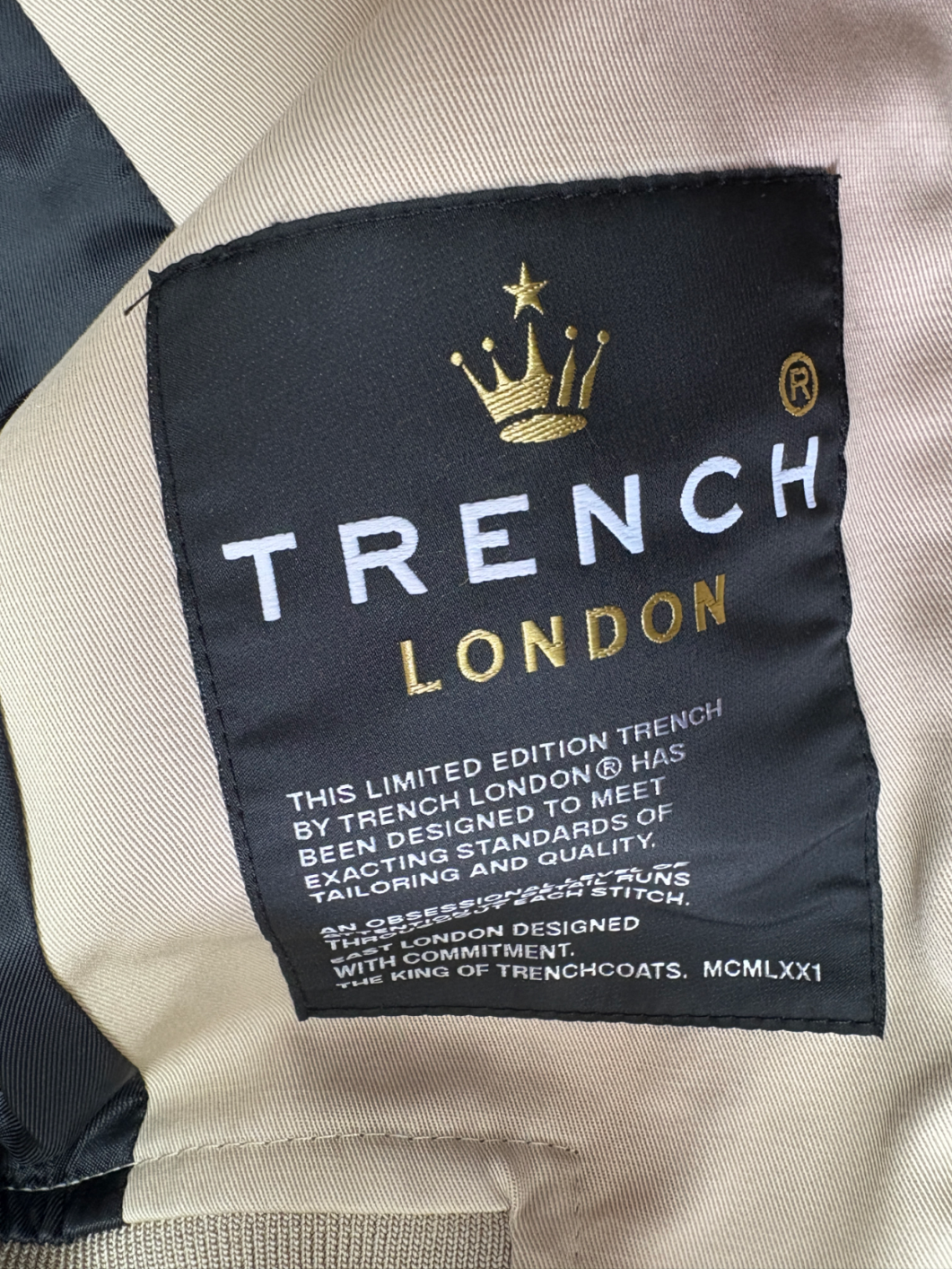 Trench Beige Bond Herringbone Jacket UK L