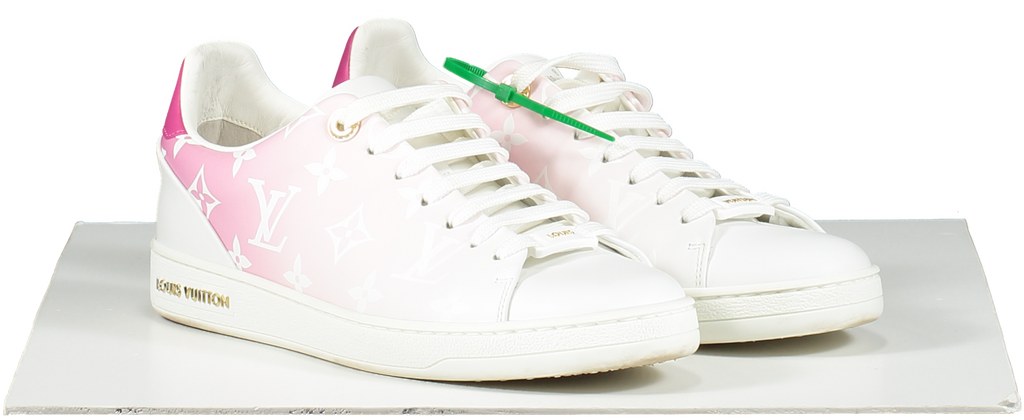 Louis Vuitton Pink/White Front Row LV Monogram logo Leather Trainers UK 3.5 EU 36.5 👠