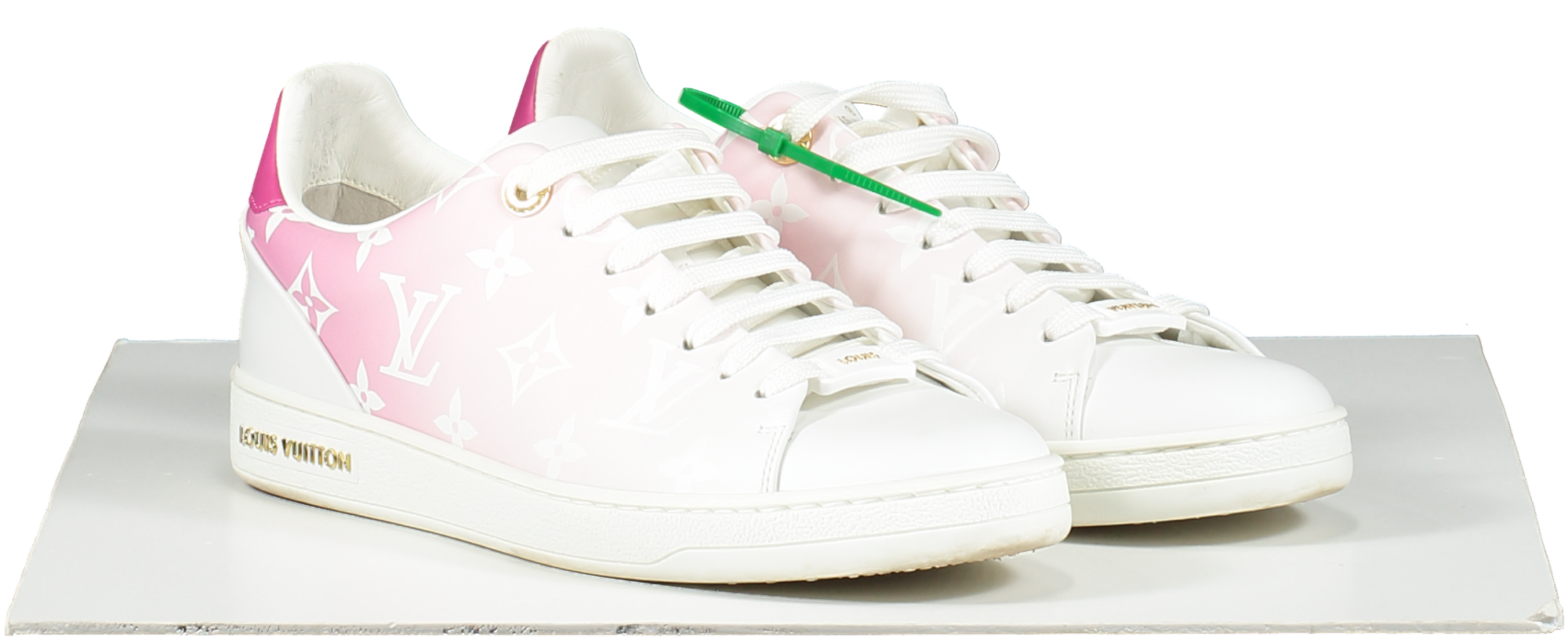 Louis Vuitton Pink/White Front Row LV Monogram logo Leather Trainers UK 3.5 EU 36.5 👠