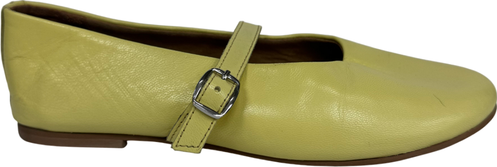 Topshop Yellow Ash Real Leather Ruched Ballet Flats UK 5 EU 38 👠