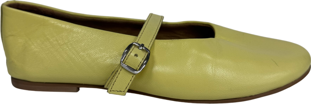 Topshop Yellow Ash Real Leather Ruched Ballet Flats UK 5 EU 38 👠