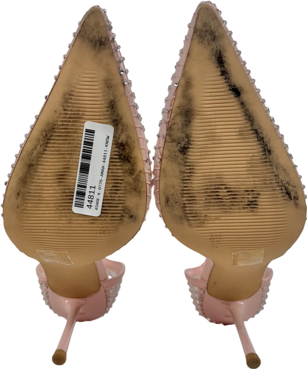 Simmi London Pink Manni Oink Mesh Diamanté Heels UK 5 EU 38 👠