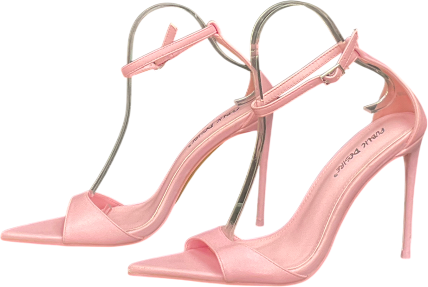 Public Desire Kelisa Pink Pu Pointed Toe Barely There Stiletto High Heels UK 6 EU 39 👠