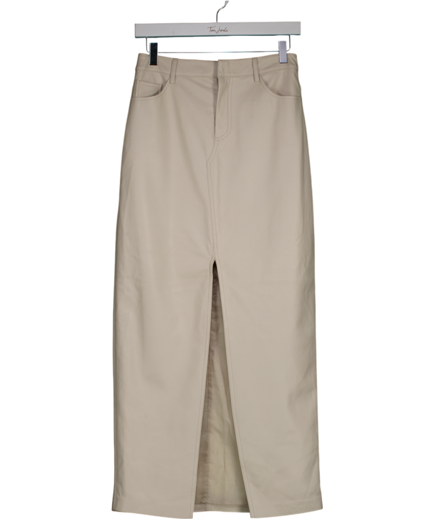 Topshop Cream Faux Leather Maxi Skirt UK 8