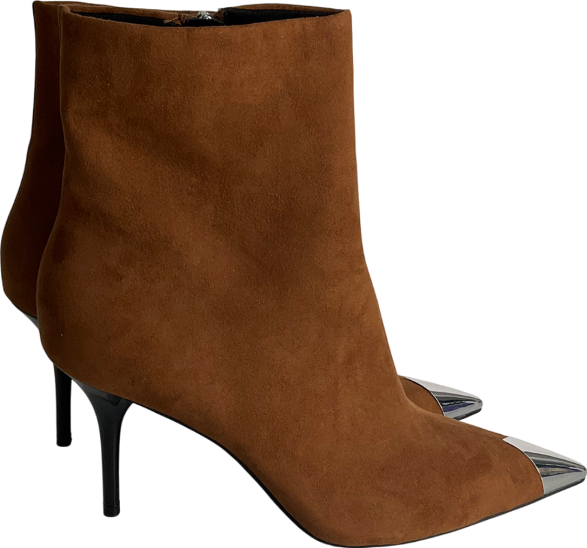 ASOS Brown Ellis Toe Cap High-heeled Boot In Tan UK 7 EU 40👠