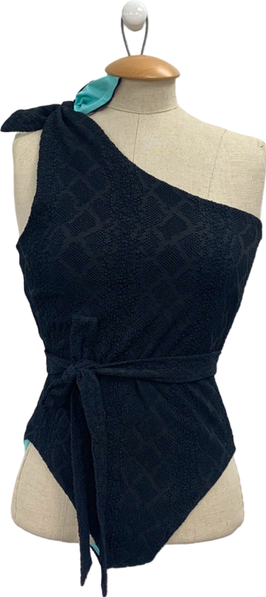 Baiah The Martinique Black Textured Rivulet Jacquard Swimsuit UK M