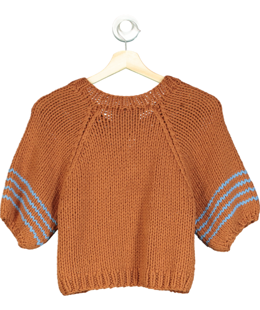 The Wolf Gang Bonbonera Brown Chunky Knitted Cropped Sweater UK XS/S