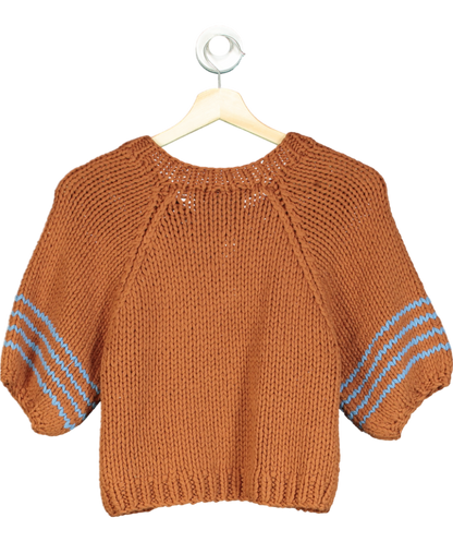 The Wolf Gang Bonbonera Brown Chunky Knitted Cropped Sweater UK XS/S