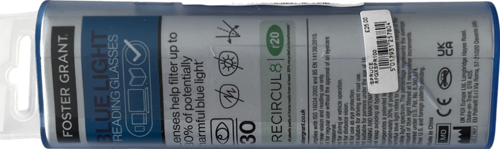 Foster Grant  Spruce Lenses Reading Glasses Black +1