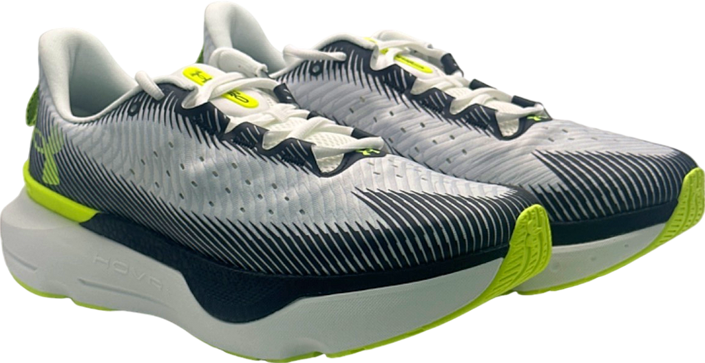Under Armour White/Black/Neon Green HOVR Running Shoes UK 8