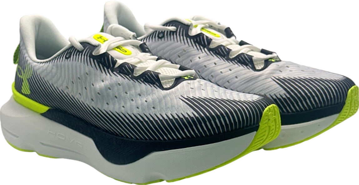 Under Armour White/Black/Neon Green HOVR Running Shoes UK 8