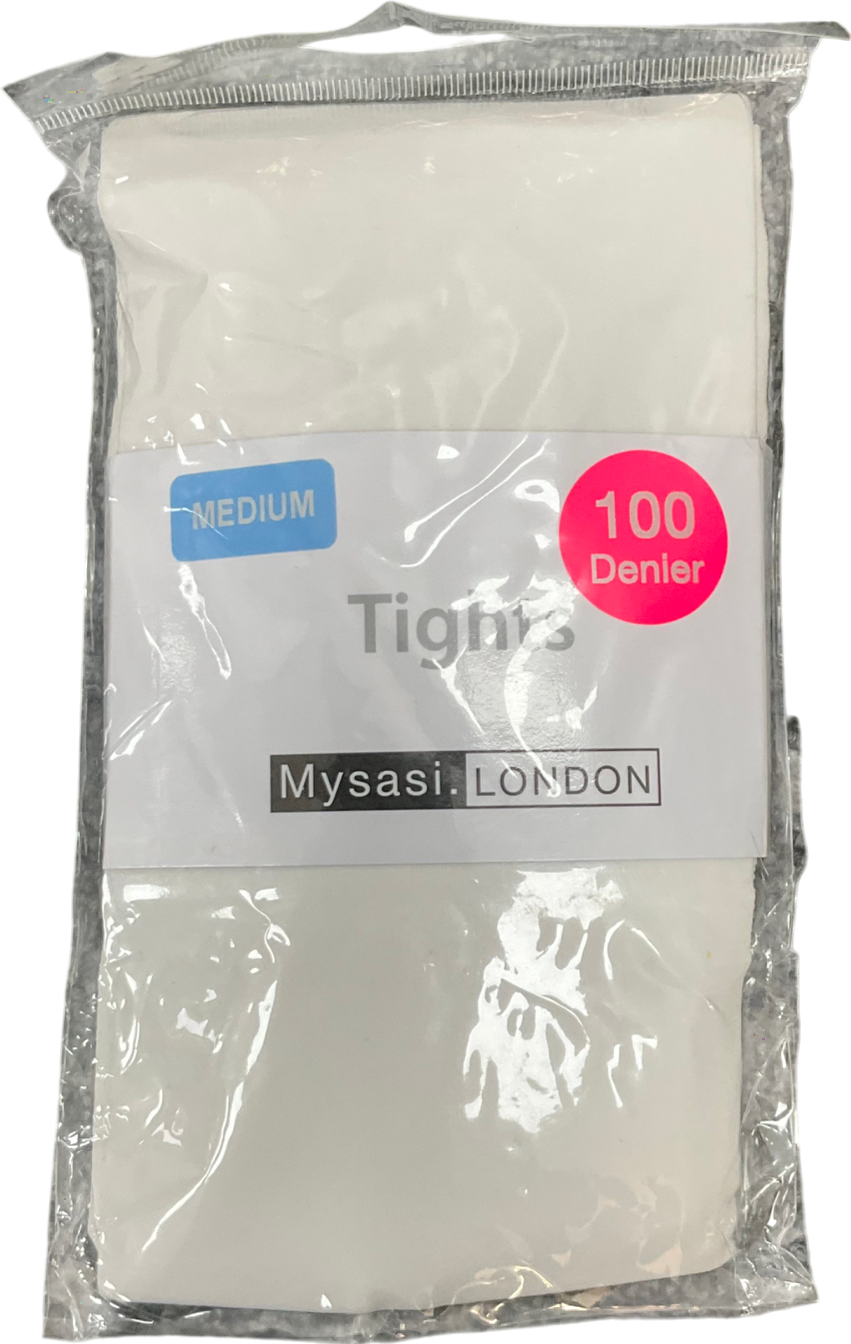 Mysasi White 100 Denier Tights UK M