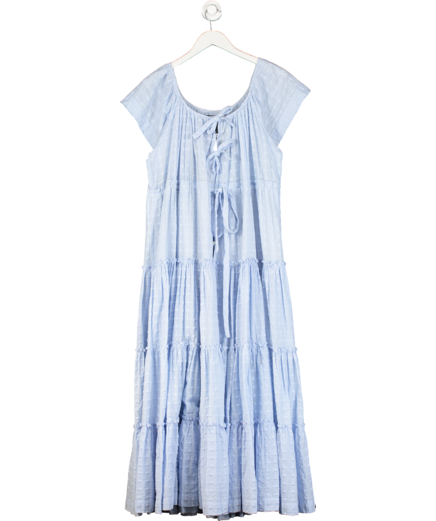 Innika Choo Baby Blue Embroidered Maxi Dress UK S