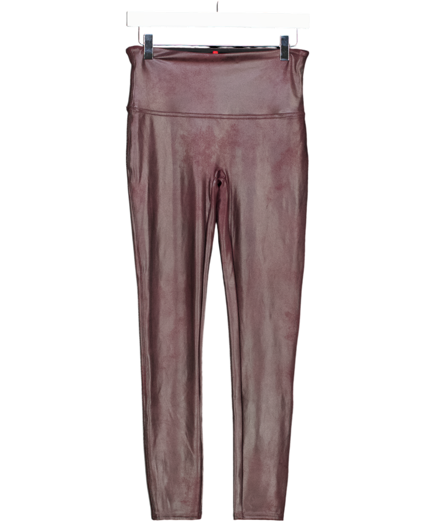 Spanx Burgundy Red Faux Leather Leggings UK L