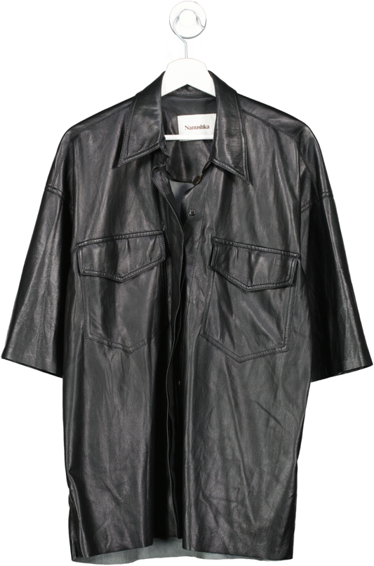 Nanushka Black Leather Look Shirt UK M