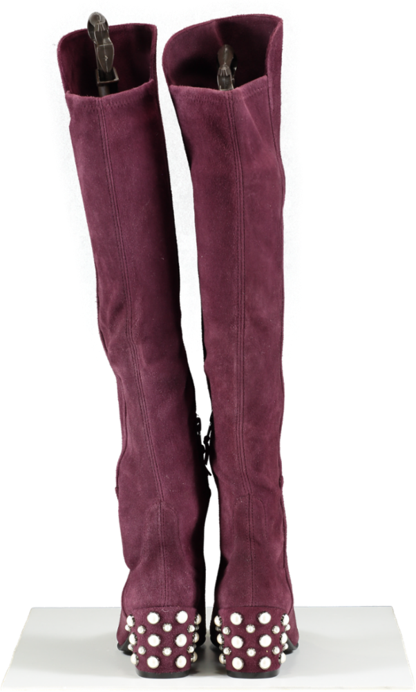 Stuart Weitzman Red Suede Knee High Boot In Bordeaux UK 2 EU 35 👠